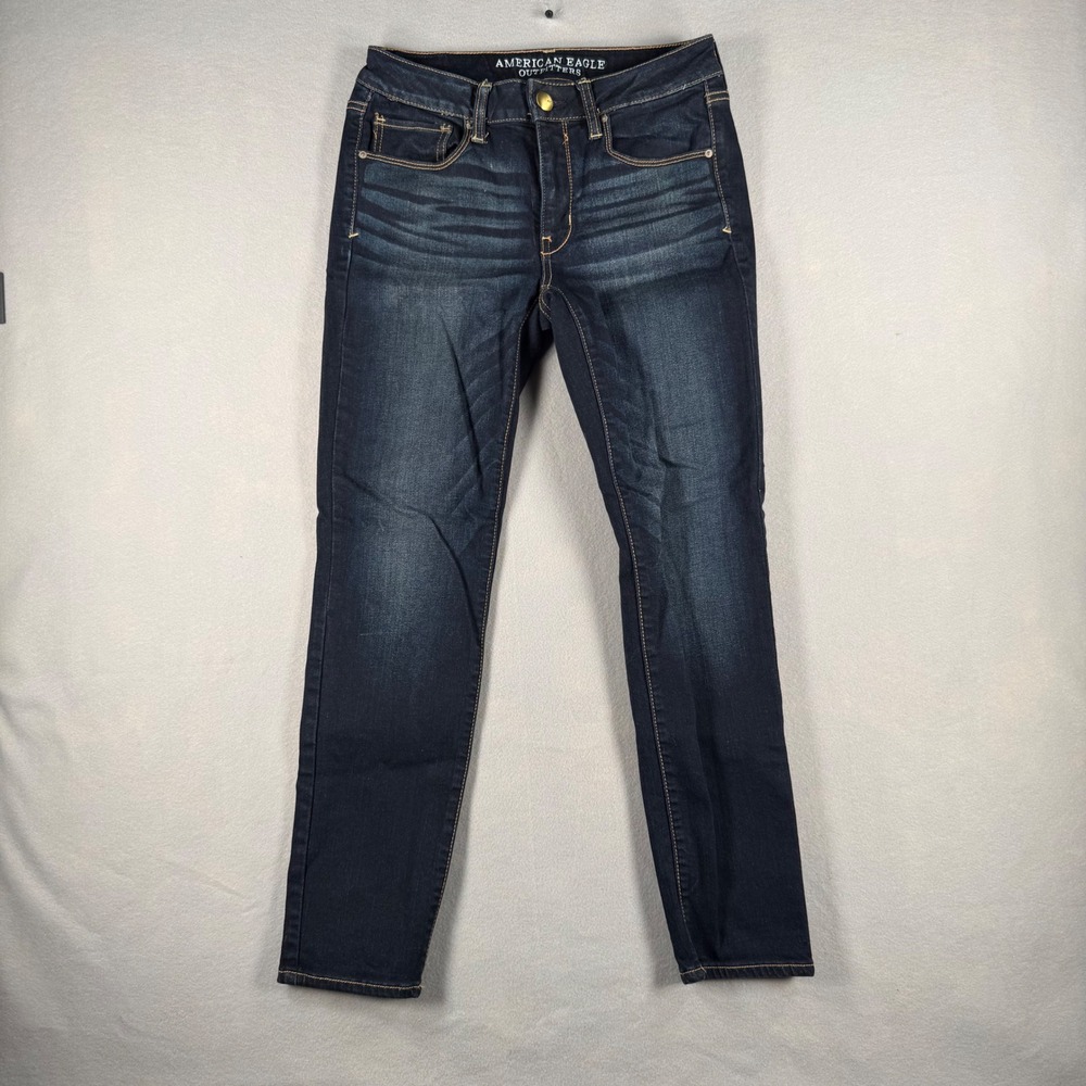 American Eagle Super Stretch Skinny Jeans Women Size 6 Short Dark Wash‎ Denim